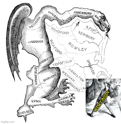 Calloo! Callay! for Wisconsin | WISCONSIN | image tagged in gerrymander dragon,maps,elections,votes,fair | made w/ Imgflip meme maker