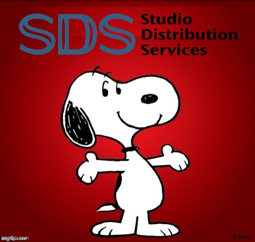 Studio Distribution Services | image tagged in snoopy red background,dvd,charlie brown,warner bros,dr seuss,flintstones | made w/ Imgflip meme maker