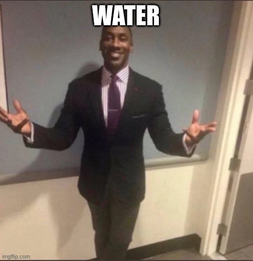 black guy in suit | WATER | image tagged in black guy in suit | made w/ Imgflip meme maker
