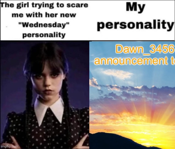The girl trying to scare me with her new Wednesday personality | image tagged in the girl trying to scare me with her new wednesday personality | made w/ Imgflip meme maker