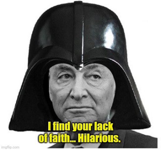 Darth Schumer | I find your lack of faith... Hilarious. | image tagged in darth schumer | made w/ Imgflip meme maker