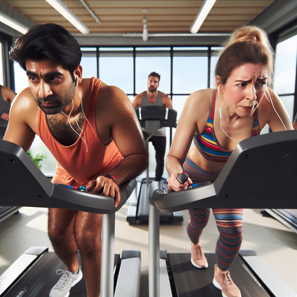 funny couple working out side by side Blank Meme Template