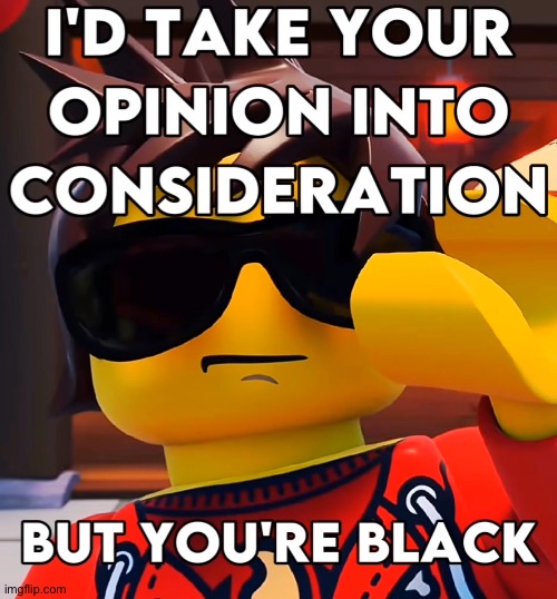 I’d take your opinion into consideration but you’re black | image tagged in i d take your opinion into consideration but you re black | made w/ Imgflip meme maker