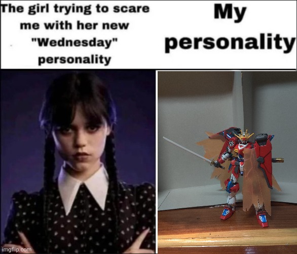 Gm chat | image tagged in the girl trying to scare me with her new wednesday personality | made w/ Imgflip meme maker