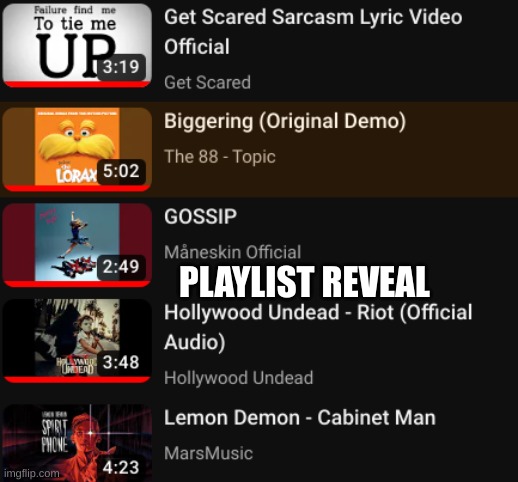 ok but Biggering hits so much better than How Bad Can I Possibly Be | PLAYLIST REVEAL | made w/ Imgflip meme maker