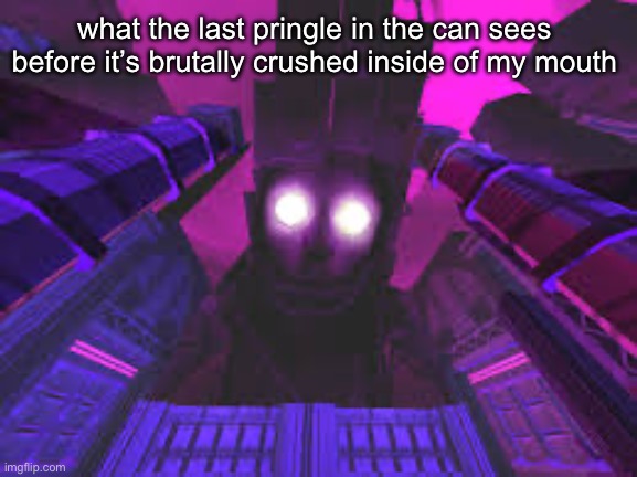 what the last pringle in the can sees before it’s brutally crushed inside of my mouth | made w/ Imgflip meme maker