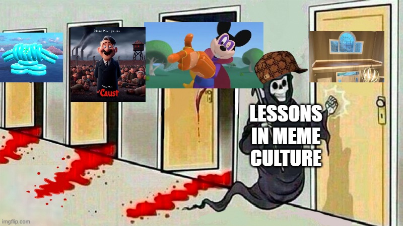 NOT THE FOYER! | LESSONS IN MEME CULTURE | image tagged in death knocking at the door | made w/ Imgflip meme maker