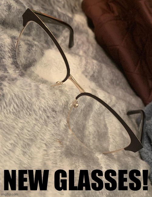 First time I got glasses : > they feel weird | NEW GLASSES! | image tagged in wowzers | made w/ Imgflip meme maker