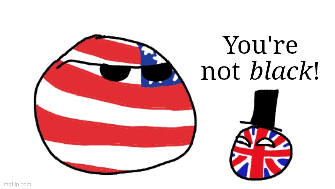 You're
not           ! black | image tagged in countryballs,polandball | made w/ Imgflip meme maker