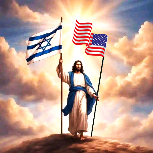 Jesus with Jewish and American flag Blank Meme Template