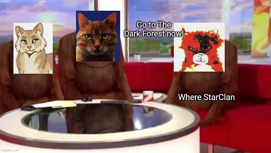 Mapleshade where StarClan | Go to The Dark Forest now! Where StarClan | image tagged in where monkey,warrior cats | made w/ Imgflip meme maker