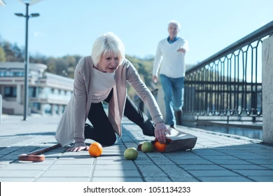 Old Woman Falls While Shopping Blank Meme Template