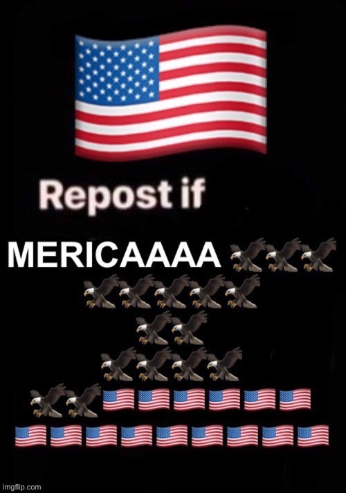 Repost if MERICAAA RAHHH | image tagged in repost if mericaaa rahhh | made w/ Imgflip meme maker