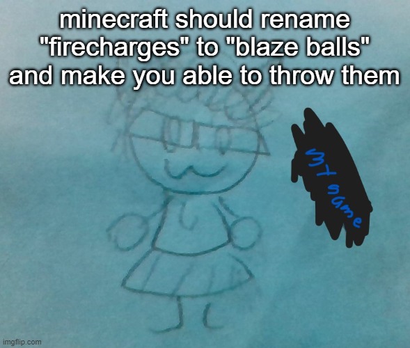 wait then what are blaze rods- | minecraft should rename "firecharges" to "blaze balls" and make you able to throw them | image tagged in bda neko arc | made w/ Imgflip meme maker