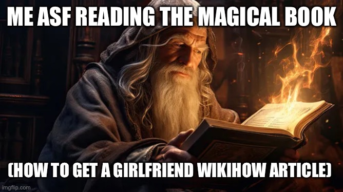 Wizards | ME ASF READING THE MAGICAL BOOK; (HOW TO GET A GIRLFRIEND WIKIHOW ARTICLE) | image tagged in funny,relatable | made w/ Imgflip meme maker