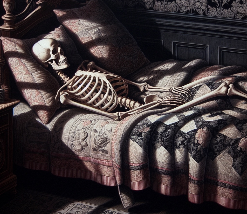 skeleton laying in bed Blank Meme Template