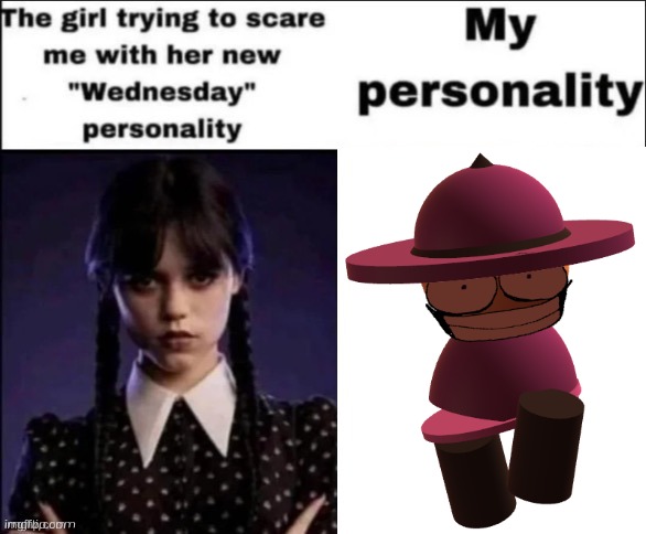 Banbodi Wednesday | image tagged in the girl trying to scare me with her new wednesday personality,banbodi,vs banbodi,wednesday,fnf,dave and bambi | made w/ Imgflip meme maker
