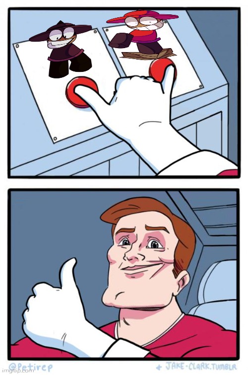 Both Banbodi and Bambox Button pressed | image tagged in both buttons pressed,banbodi,bambox,dave and bambi,vs banbodi,fnf | made w/ Imgflip meme maker