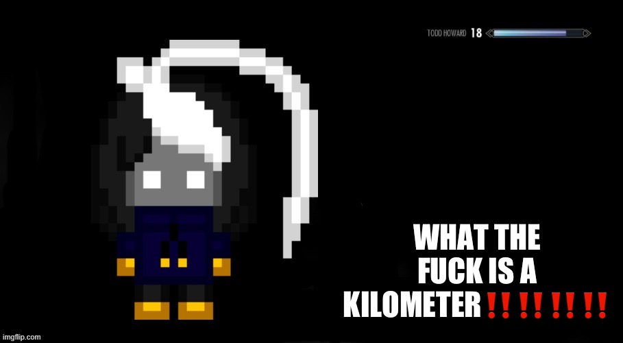 Cosmo.PNG skyrim tips | WHAT THE FUCK IS A KILOMETER‼️‼️‼️‼️ | image tagged in cosmo png skyrim tips | made w/ Imgflip meme maker