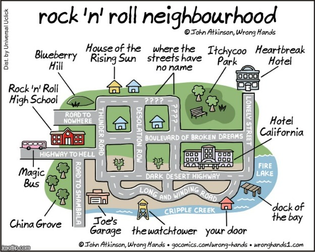 What Neighborhood Do You Live In? | image tagged in memes,comics/cartoons,rock n roll,neighborhood,we live in a society,you | made w/ Imgflip meme maker
