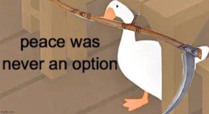 Untitled Goose Peace Was Never an Option | image tagged in untitled goose peace was never an option | made w/ Imgflip meme maker