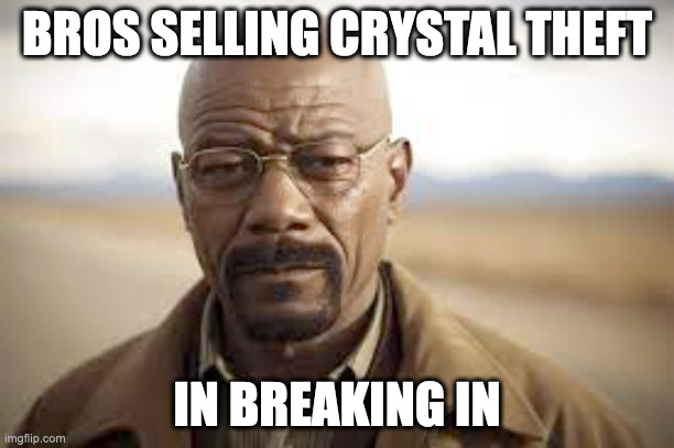 Walter Black | BROS SELLING CRYSTAL THEFT; IN BREAKING IN | image tagged in walter black | made w/ Imgflip meme maker