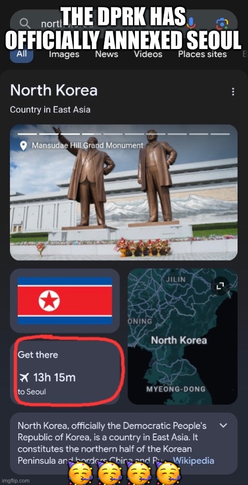 Guh damn finally | THE DPRK HAS OFFICIALLY ANNEXED SEOUL; 🥳 🥳 🥳 🥳 | made w/ Imgflip meme maker