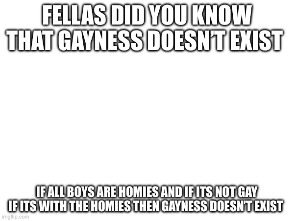 Is it tho | FELLAS DID YOU KNOW THAT GAYNESS DOESN’T EXIST; IF ALL BOYS ARE HOMIES AND IF ITS NOT GAY IF ITS WITH THE HOMIES THEN GAYNESS DOESN’T EXIST | image tagged in memes,or is it | made w/ Imgflip meme maker