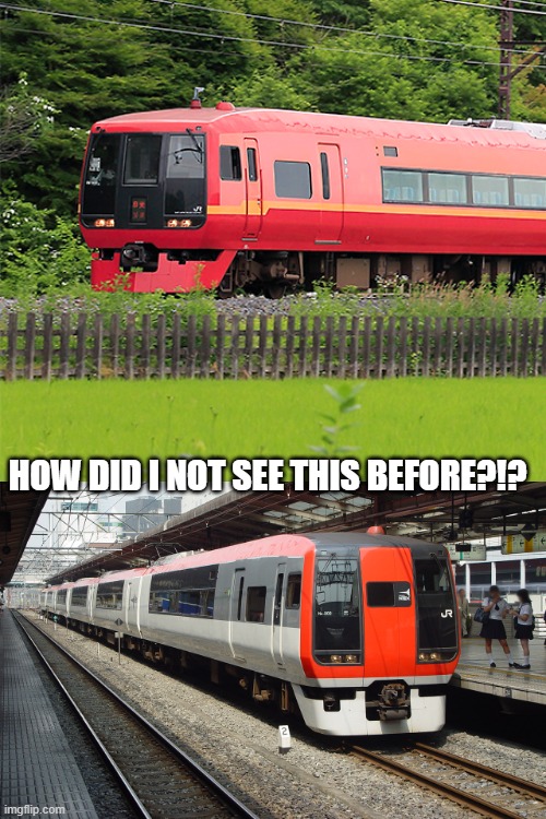 HOW DID I NOT SEE THIS BEFORE?!? | HOW DID I NOT SEE THIS BEFORE?!? | image tagged in jreast,naritaexpress,253series | made w/ Imgflip meme maker