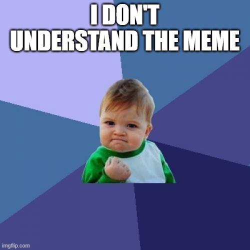 Success Kid Meme | I DON'T UNDERSTAND THE MEME | image tagged in memes,success kid | made w/ Imgflip meme maker