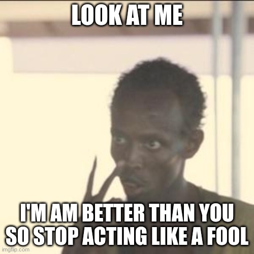 Look At Me | LOOK AT ME; I'M AM BETTER THAN YOU SO STOP ACTING LIKE A FOOL | image tagged in memes,look at me | made w/ Imgflip meme maker