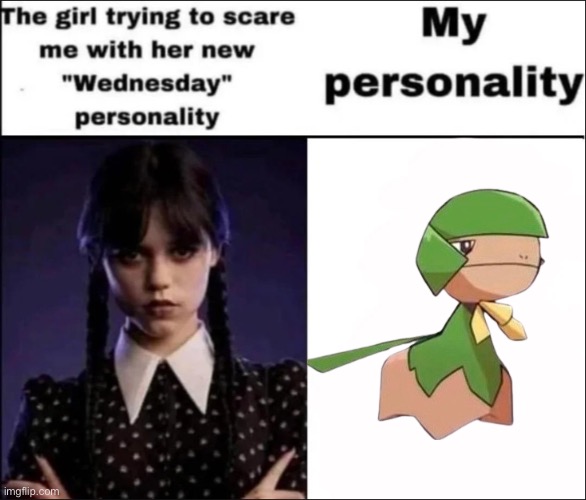 E | image tagged in the girl trying to scare me with her new wednesday personality | made w/ Imgflip meme maker
