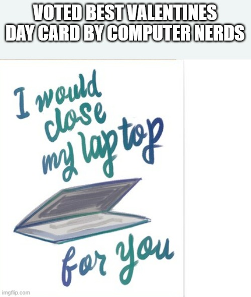 meme by Brad best Valentines Day card for computer nerds | VOTED BEST VALENTINES DAY CARD BY COMPUTER NERDS | image tagged in gaming,pc gaming,computer games,video games,valentines day,computer nerd | made w/ Imgflip meme maker