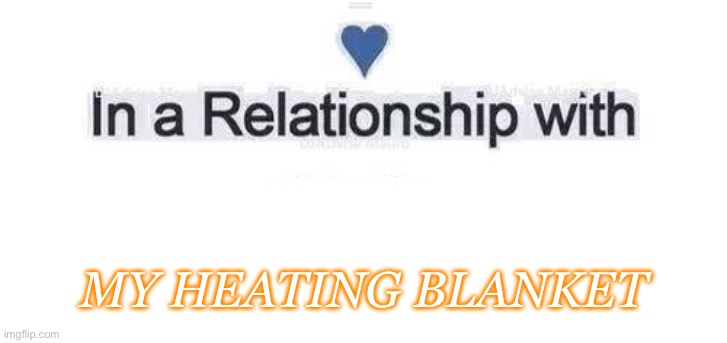 In A Relationship With My Heating Blanket | MY HEATING BLANKET | image tagged in in a relationship | made w/ Imgflip meme maker