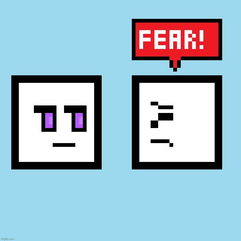 Byte's “Stare of Fear”, as seen in a video game style pixel art! | made w/ Imgflip meme maker