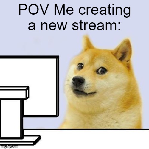 I just created a new stream! It has no followers. And is dedicated to DOGE! The-Group-Of-doge-09! Go check it out! :) | POV Me creating a new stream: | image tagged in hacker doge | made w/ Imgflip meme maker