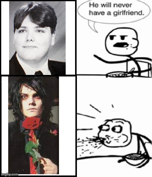 C O U G H | image tagged in memes,cereal guy,mcr,gerard way,if you read the tags you're a gay killjoy | made w/ Imgflip meme maker