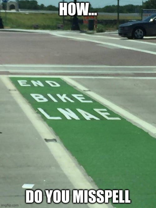 i love bike lnaes | HOW... DO YOU MISSPELL | image tagged in you had one job | made w/ Imgflip meme maker