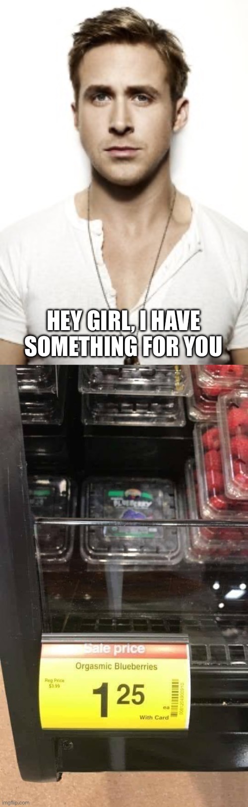 Let me give you some | HEY GIRL, I HAVE SOMETHING FOR YOU | image tagged in memes,ryan gosling,blueberry | made w/ Imgflip meme maker