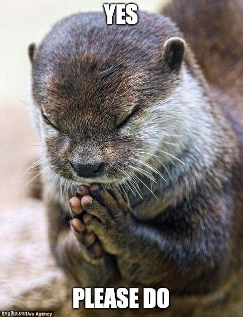 Thank you Lord Otter | YES PLEASE DO | image tagged in thank you lord otter | made w/ Imgflip meme maker