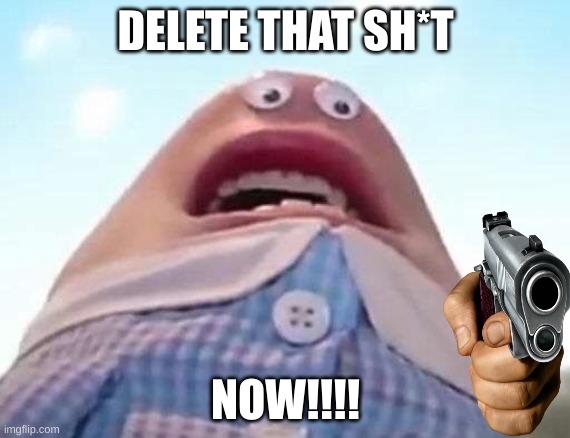 delete this | DELETE THAT SH*T; NOW!!!! | image tagged in delete this | made w/ Imgflip meme maker