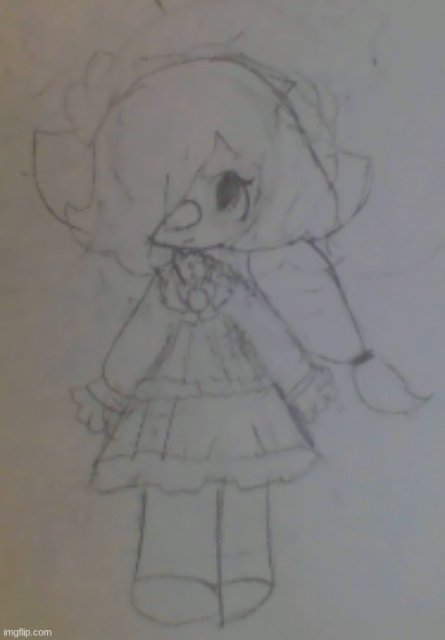 Yumi's design! (She has 3 outfits, but i've only drawn 2. Also yes, this is kind of a rp.) | made w/ Imgflip meme maker