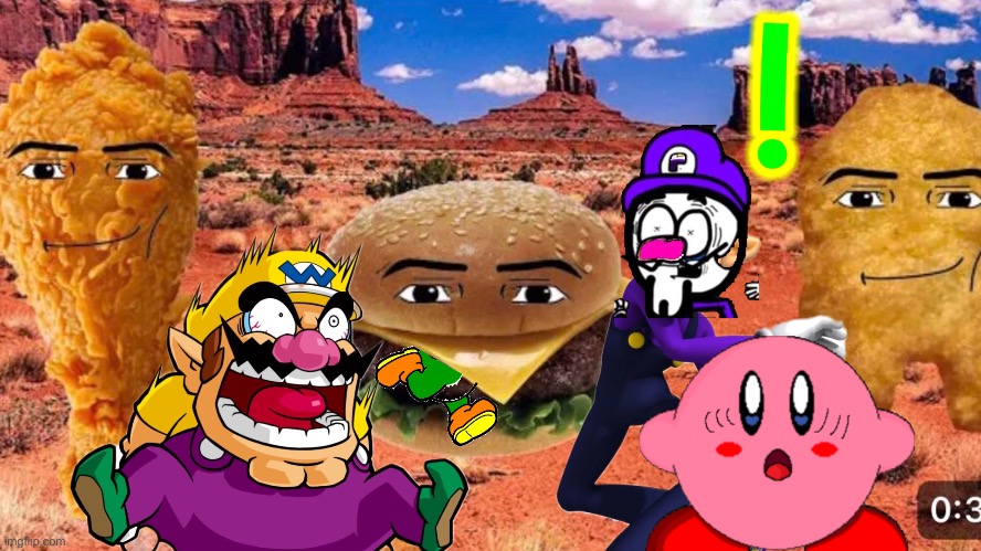 Wario Waluigi Kirby and Yoshi Dies By Gegagedigedagedago Attack.mp3 | image tagged in wario dies | made w/ Imgflip meme maker