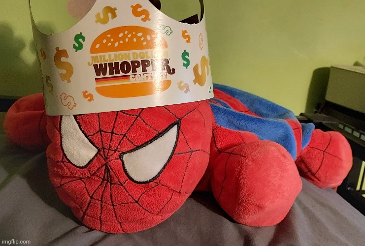 He wants to know what he missed | image tagged in burgerking spooderman | made w/ Imgflip meme maker