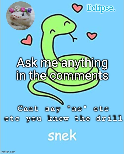 . | Ask me anything in the comments; Cant say "no" etc etc you know the drill | image tagged in h | made w/ Imgflip meme maker