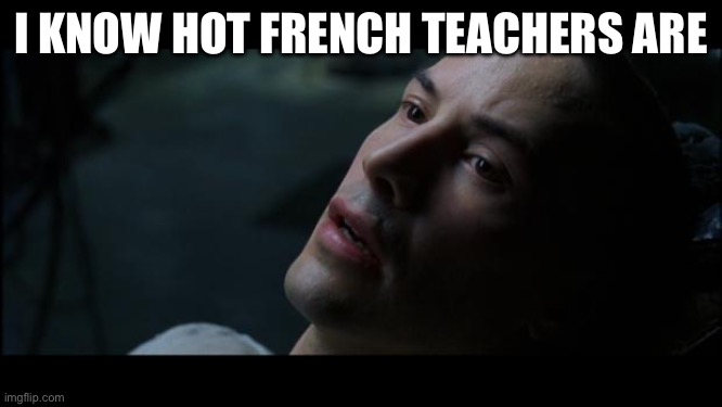i know kung fu | I KNOW HOT FRENCH TEACHERS ARE | image tagged in i know kung fu | made w/ Imgflip meme maker