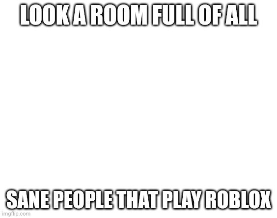 What u think ur room looks like | LOOK A ROOM FULL OF ALL SANE PEOPLE THAT PLAY ROBLOX | image tagged in what u think ur room looks like | made w/ Imgflip meme maker