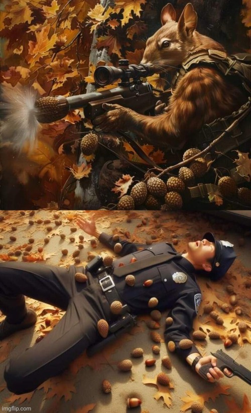 Acorn offier Down | image tagged in funny memes,police officer | made w/ Imgflip meme maker