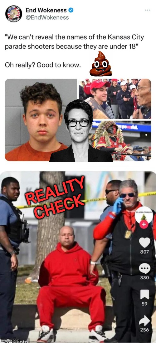 Madcow lying again | REALITY CHECK | image tagged in kansas city shooter,rachel maddow | made w/ Imgflip meme maker