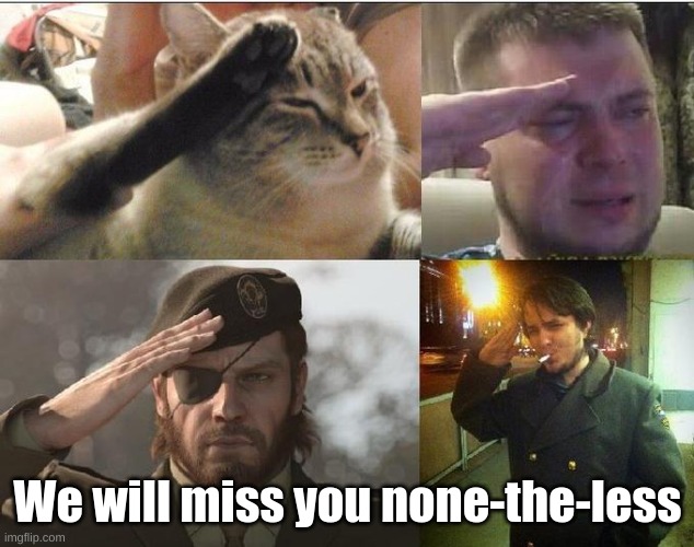 Ozon's Salute | We will miss you none-the-less | image tagged in ozon's salute | made w/ Imgflip meme maker